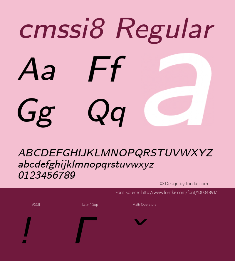 cmssi8 Regular 1.1/12-Nov-94 Font Sample