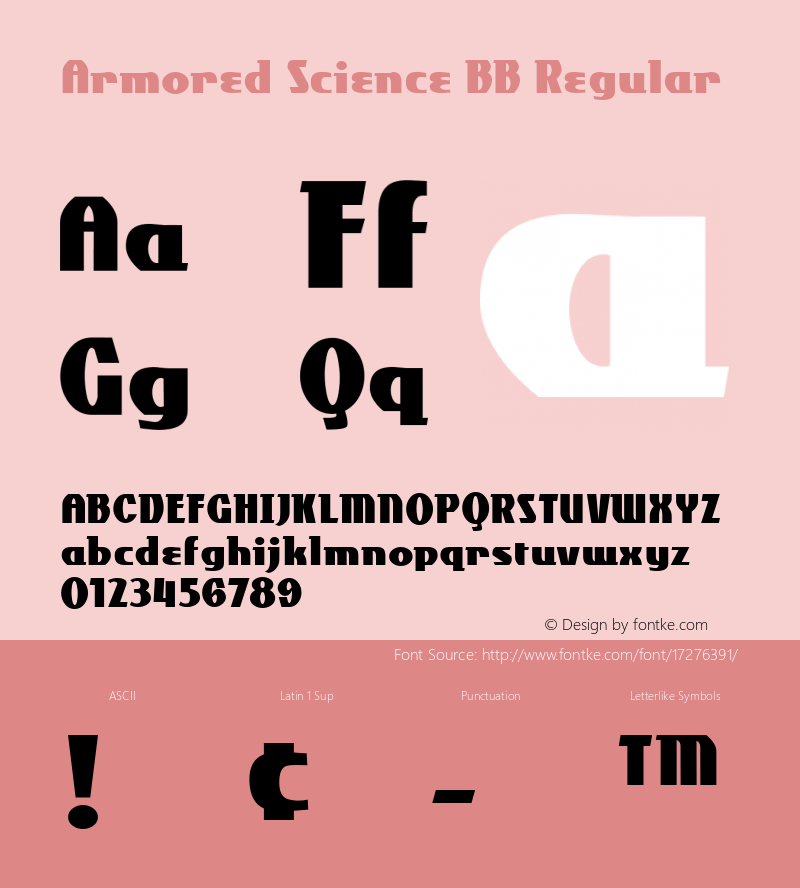 Armored Science BB Regular Version 4.10 Font Sample