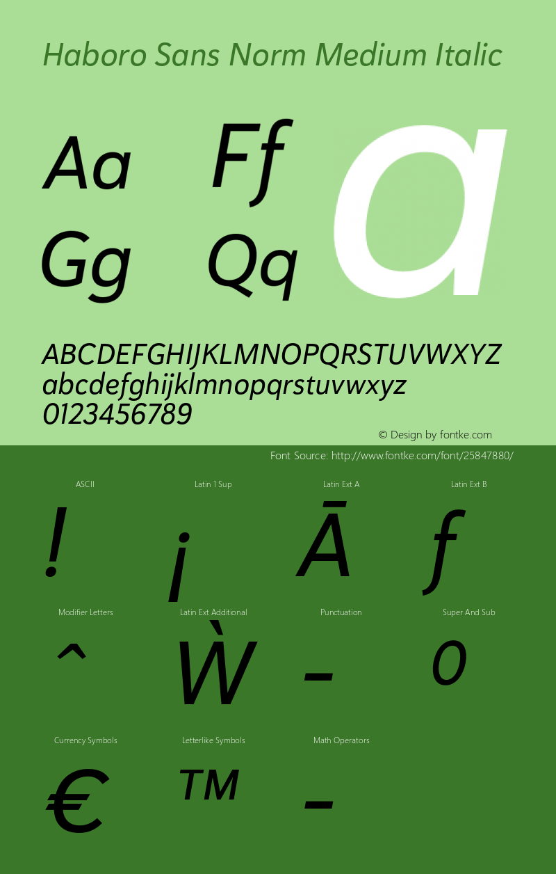 Haboro Sans Norm Medium Italic Version 1.000 Font Sample