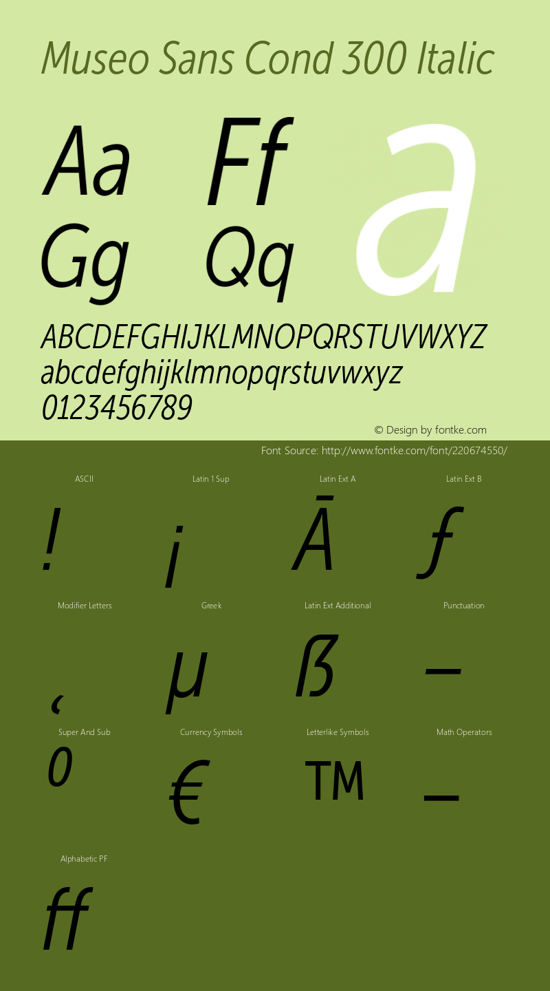 MuseoSansCond-300Italic Version 1.023图片样张