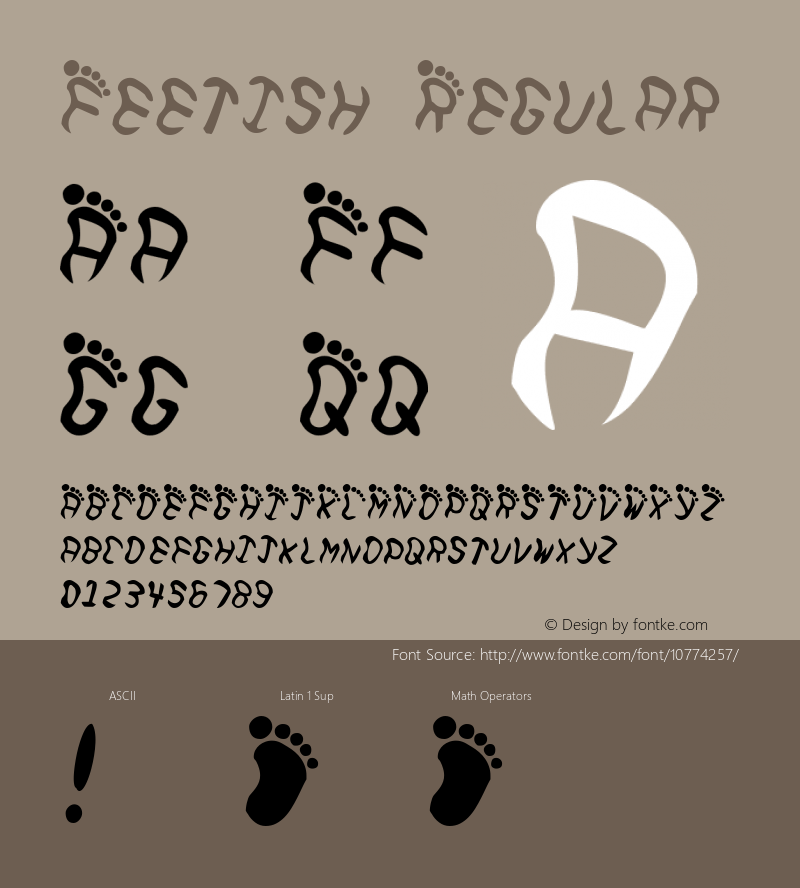 Feetish Regular 1999; 1.1     www.stimuleyefonts.com Font Sample