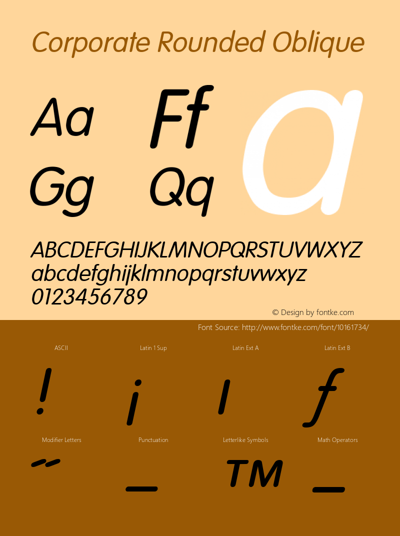 Corporate Rounded Oblique Rev. 002.001 Font Sample