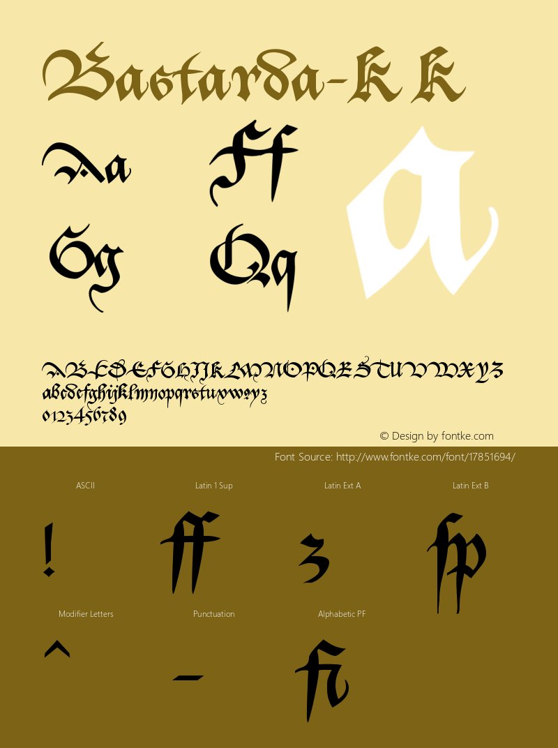 Bastarda-K K Version 1.0 2004-03-10 Font Sample