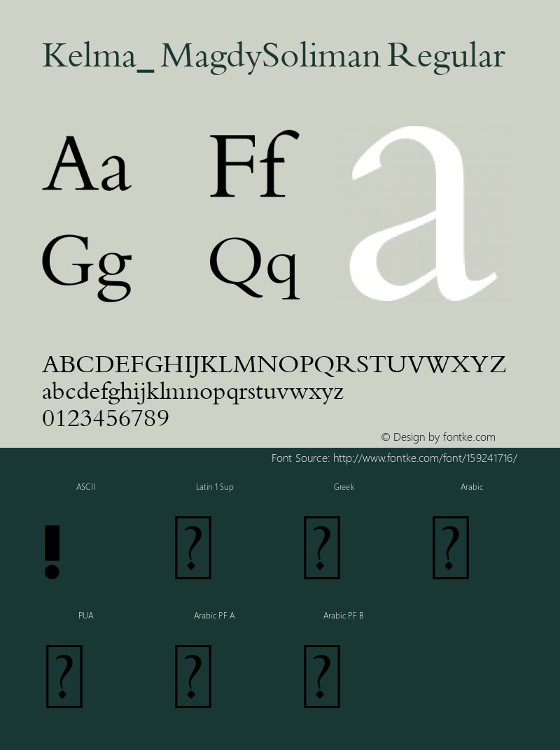 Kelma_ MagdySoliman Version 1.00 May 2, 2015, initial release Font Sample