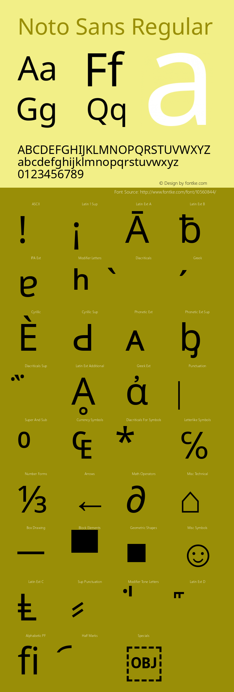 Noto Sans Regular Version 1.04 Font Sample