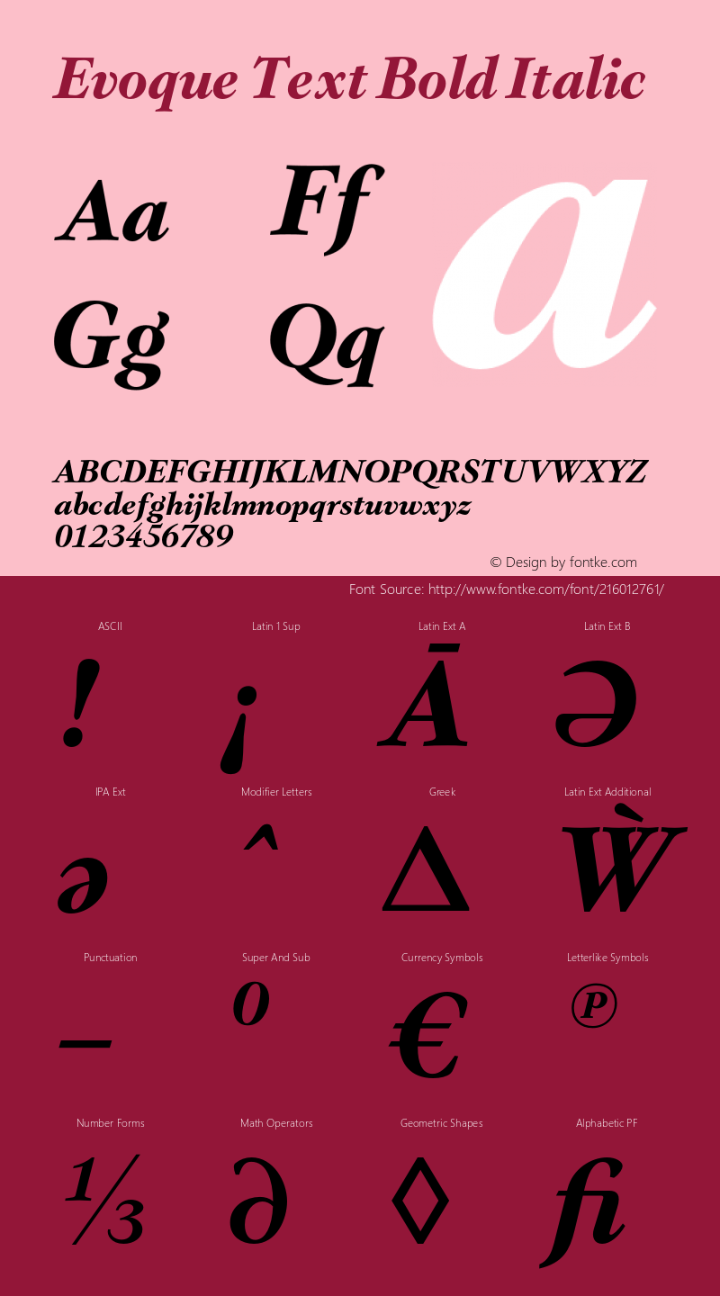 Evoque Text Bold Italic Version 1.100;FEAKit 1.0图片样张