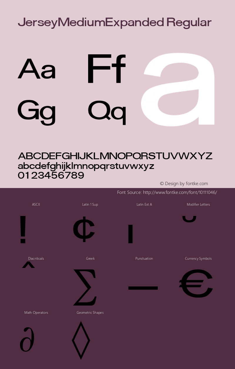 JerseyMediumExpanded Regular Brendel            :09.12.1994 Font Sample