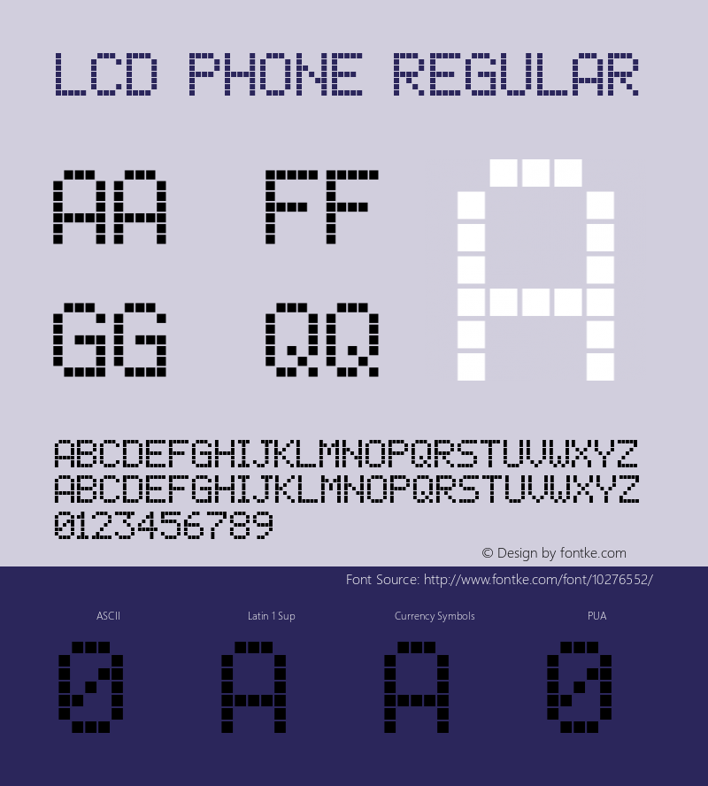 lcd phone Regular Macromedia Fontographer 4.1 06/05/01 Font Sample