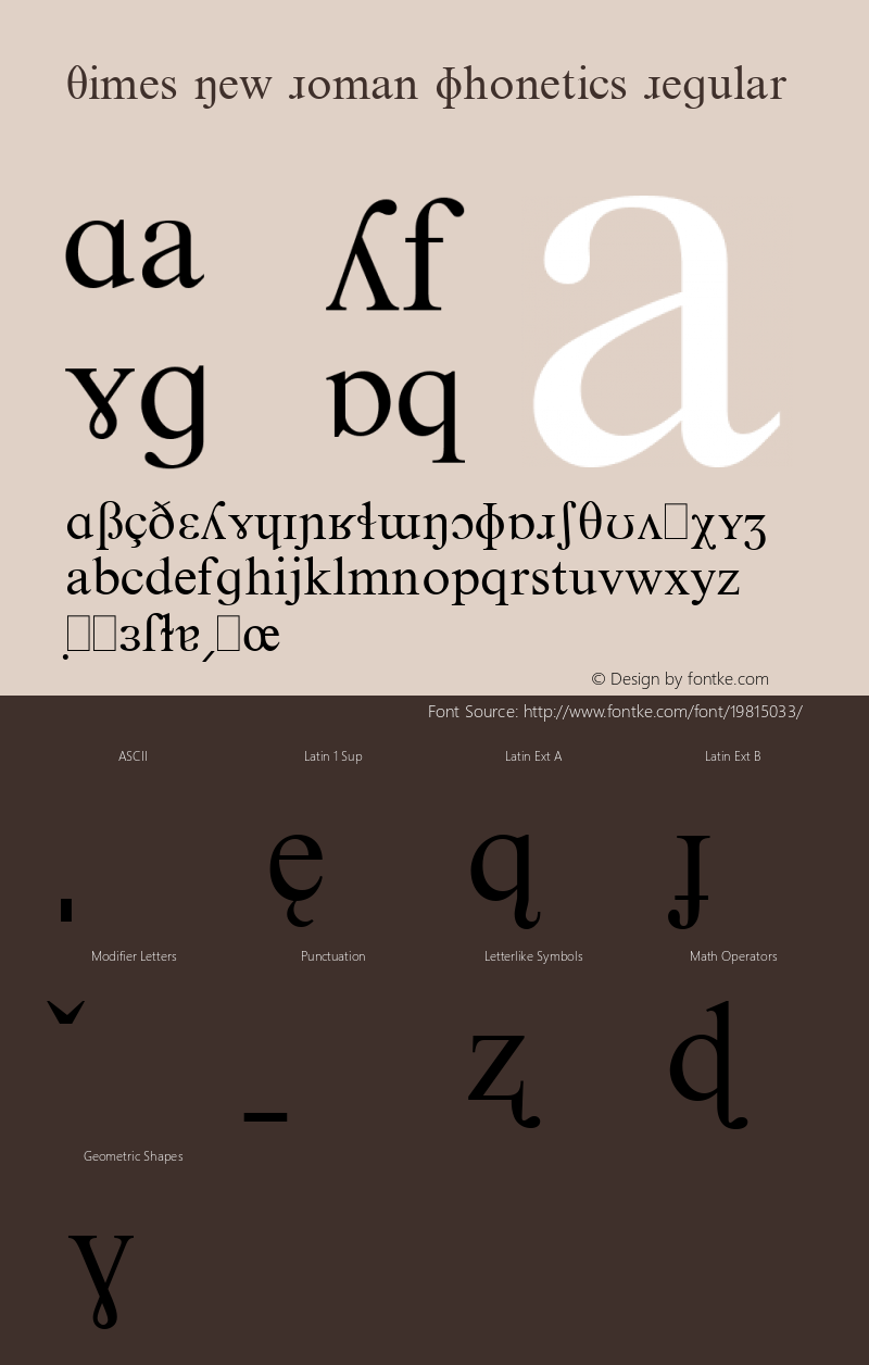 Times New Roman Phonetic Version 1.0 - January 1994 Font Sample