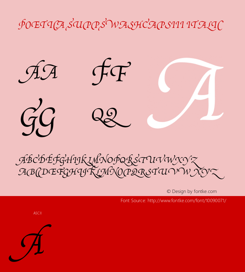 Poetica SuppSwashCapsIII Italic V.1.0 Font Sample