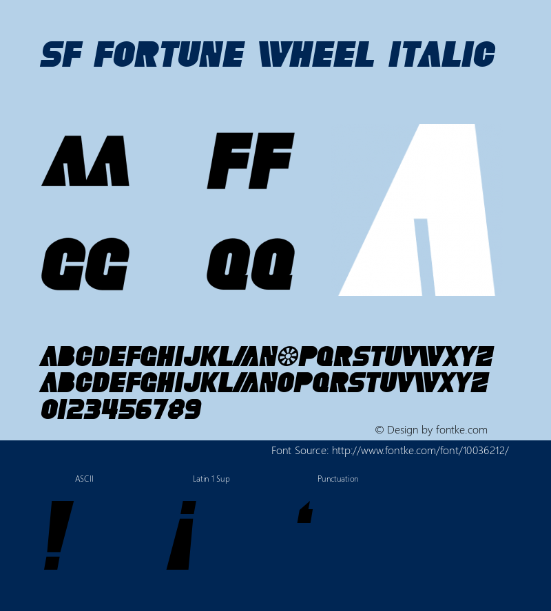 SF Fortune Wheel Italic 1.0 Font Sample