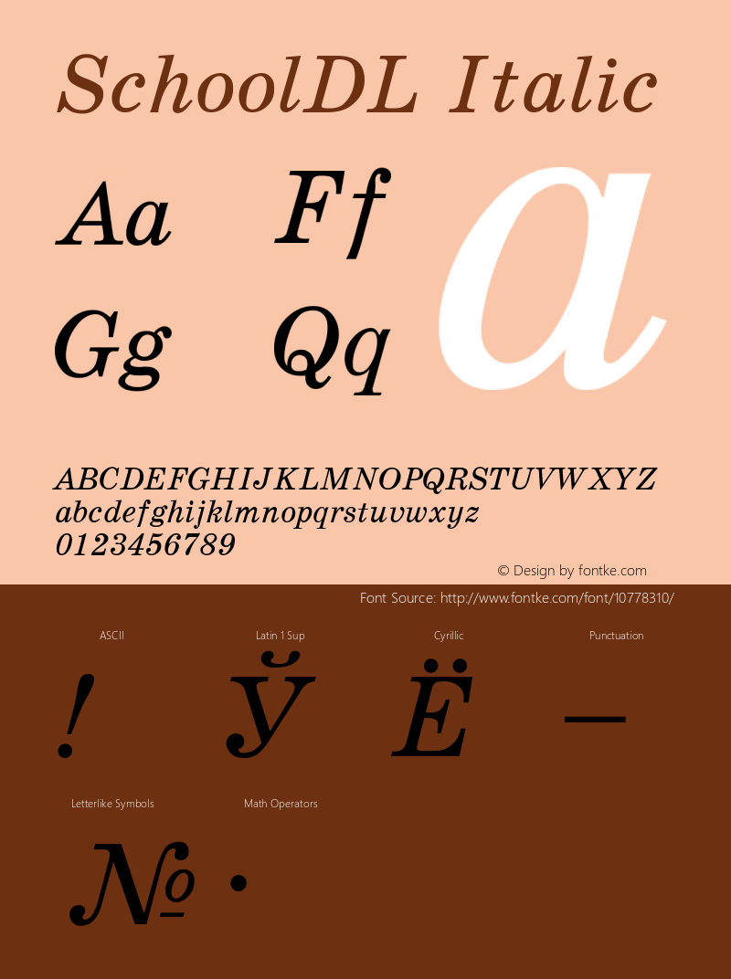 SchoolDL Italic Unknown Font Sample