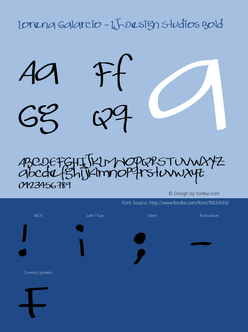 Lorena Galarcio - LJ-Design Studios Bold Version 1.00 January 6, 2015, initial release Font Sample