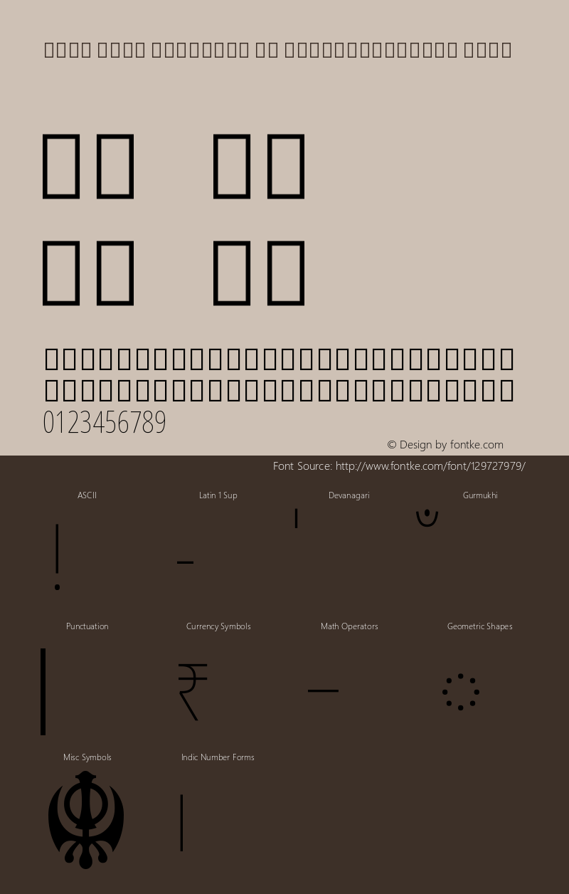 Noto Sans Gurmukhi UI ExtraCondensed Thin Version 2.001 Font Sample