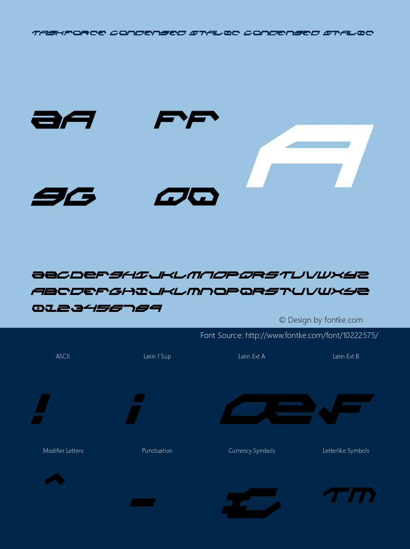 Taskforce Condensed Italic Condensed Italic 001.000 Font Sample