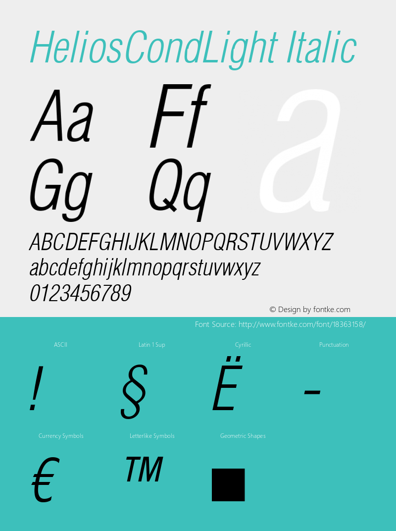 HeliosCondLight Italic OTF 1.0;PS 004.001;Core 116;AOCW 1.0 161 Font Sample