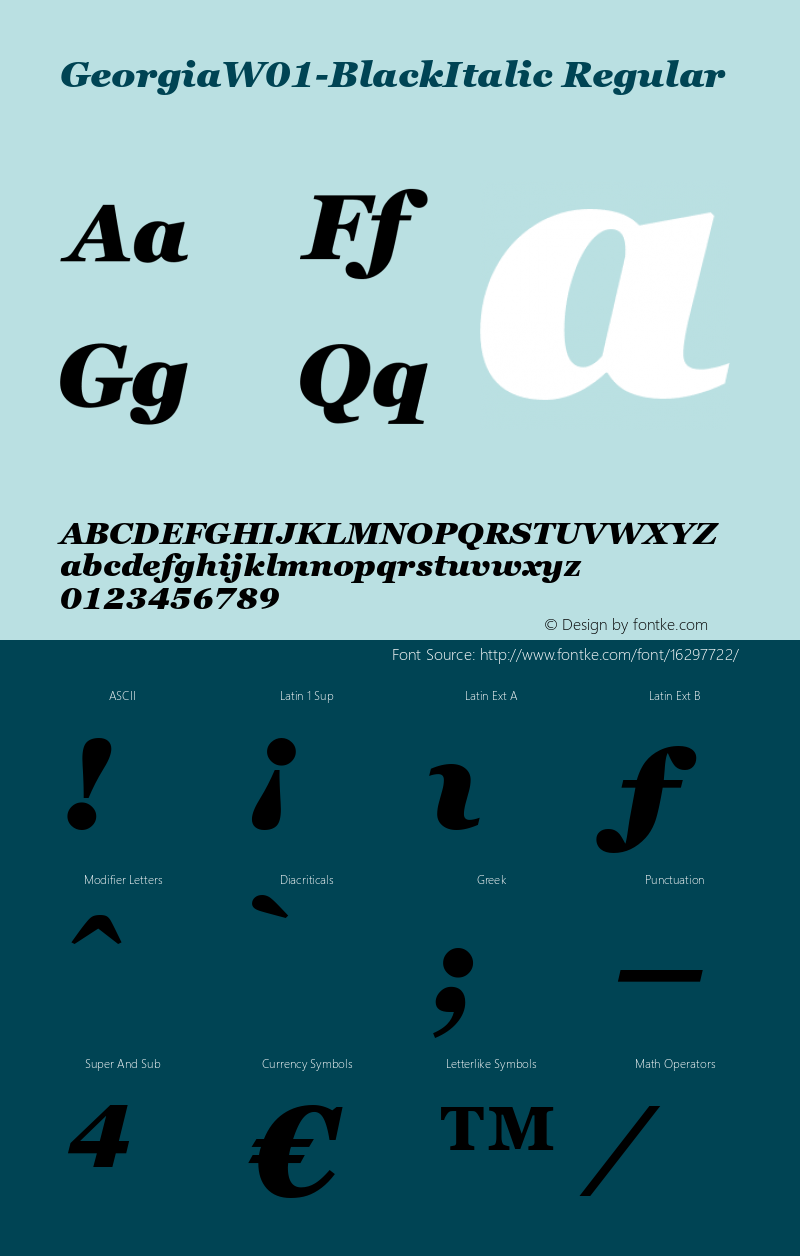 GeorgiaW01-BlackItalic Regular Version 6.20 Font Sample