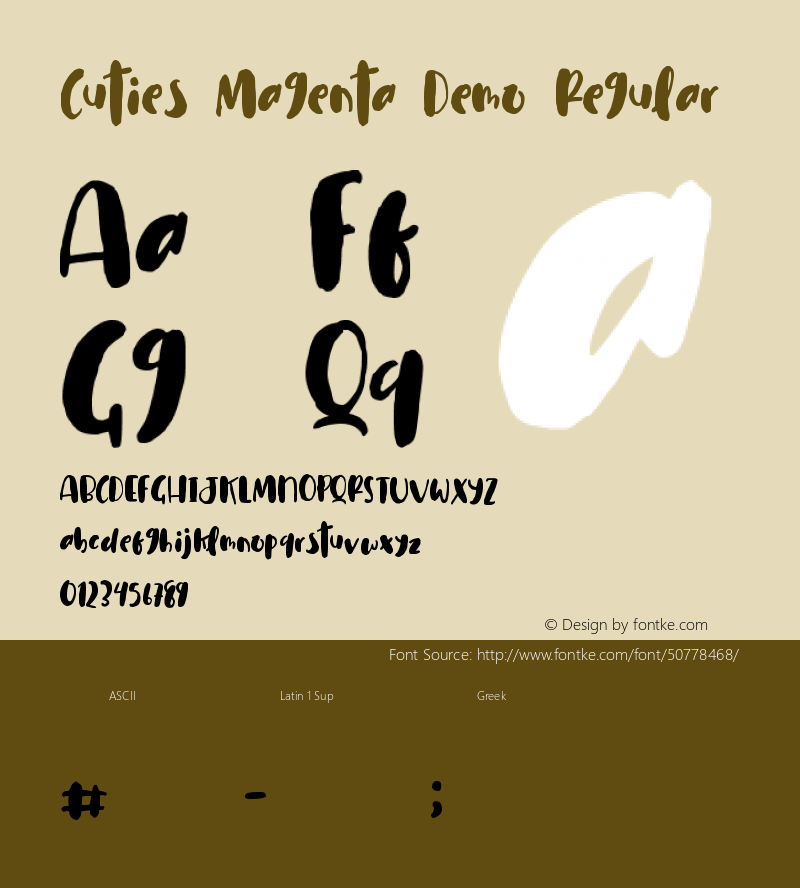 Cuties Magenta Demo Version 1.00;January 4, 2020;FontCreator 11.5.0.2430 64-bit Font Sample