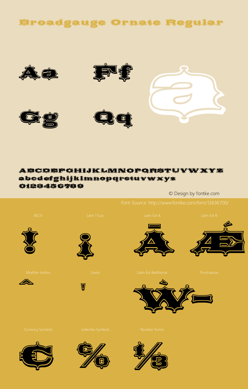 Broadgauge Ornate Regular Version 1.000 Font Sample