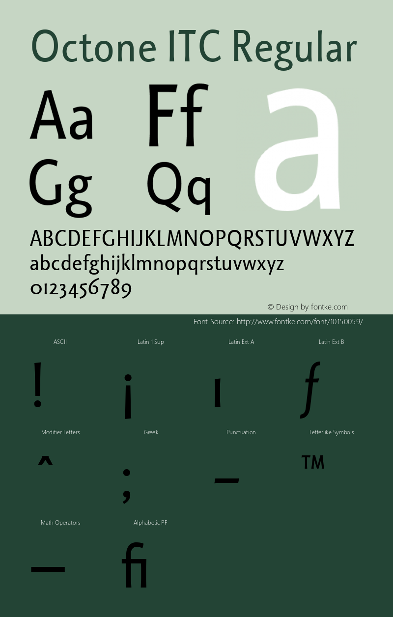 Octone ITC Regular Version 001.001 Font Sample