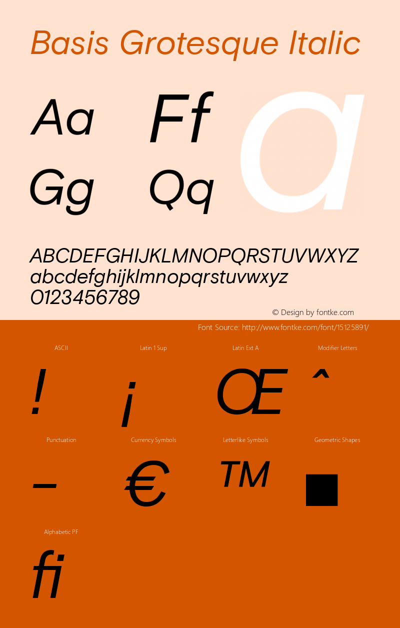 Basis Grotesque Italic Version 1.000 Font Sample