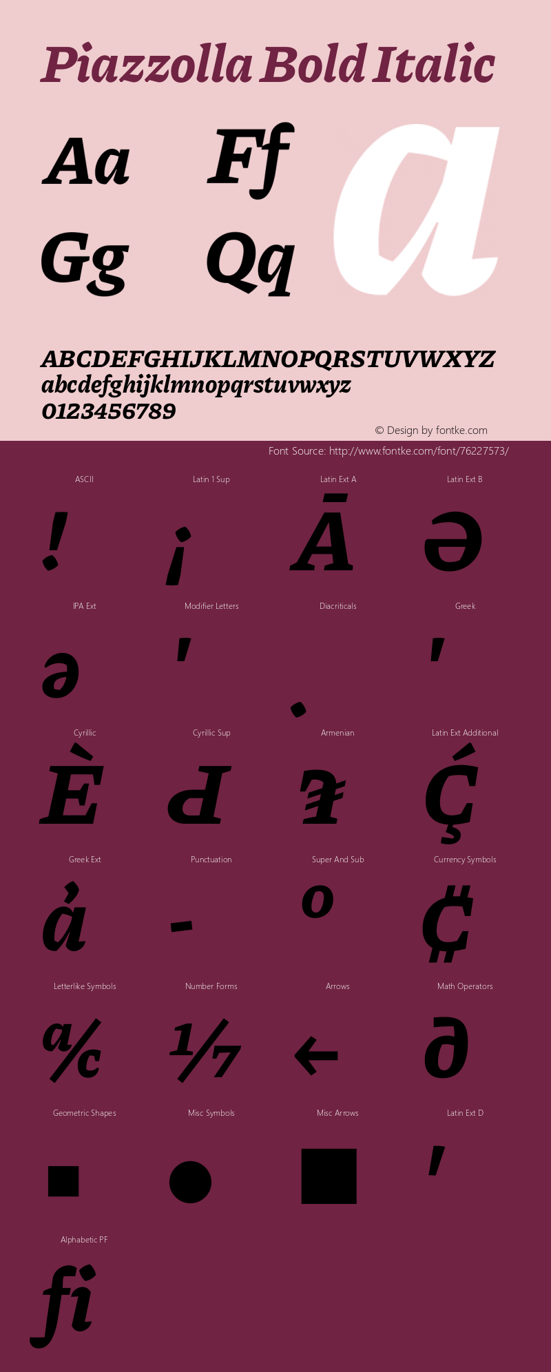 Piazzolla Bold Italic Version 1.200 Font Sample