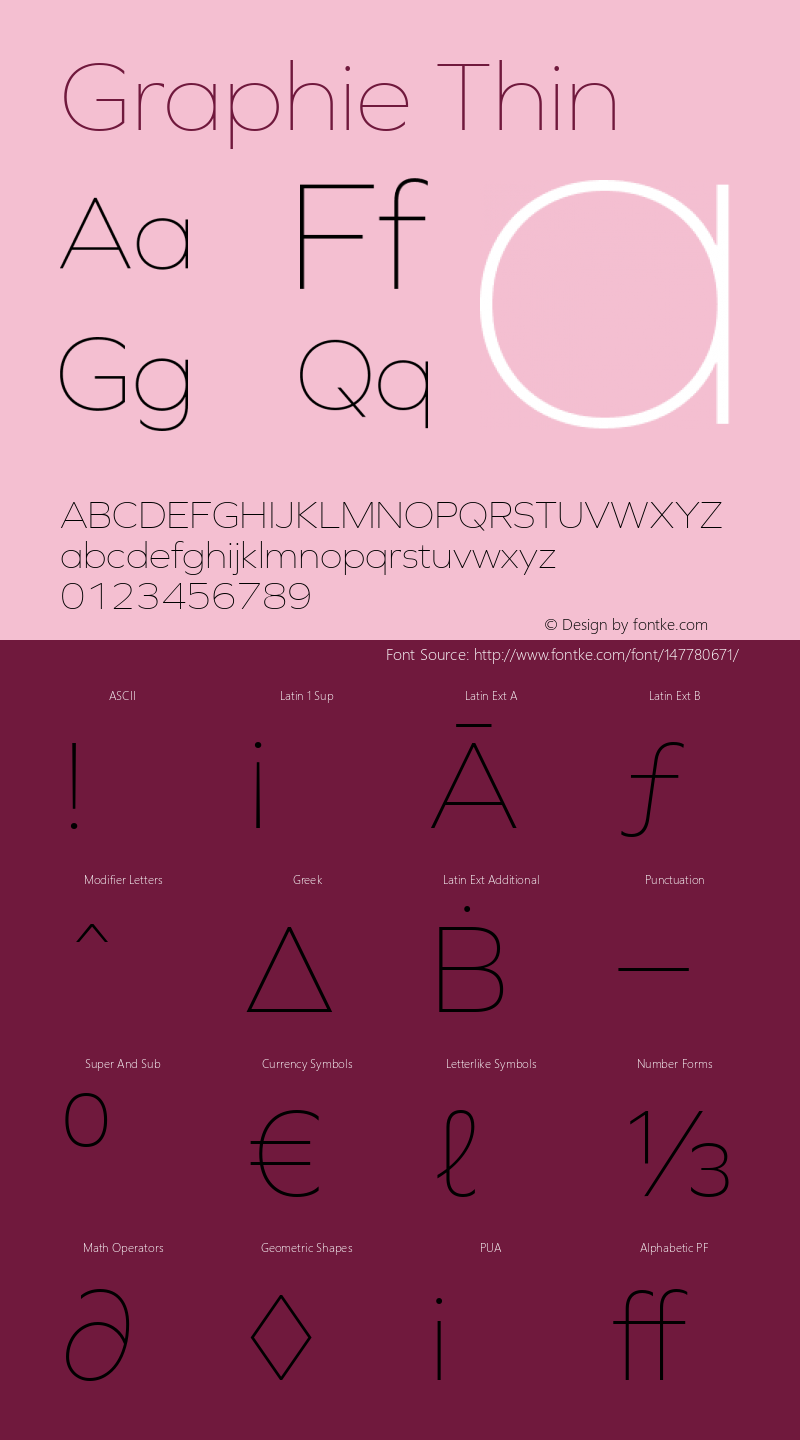 Graphie Thin Version 1.000 Font Sample