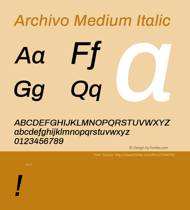ArchivoMedium Version 1.0 Font Sample