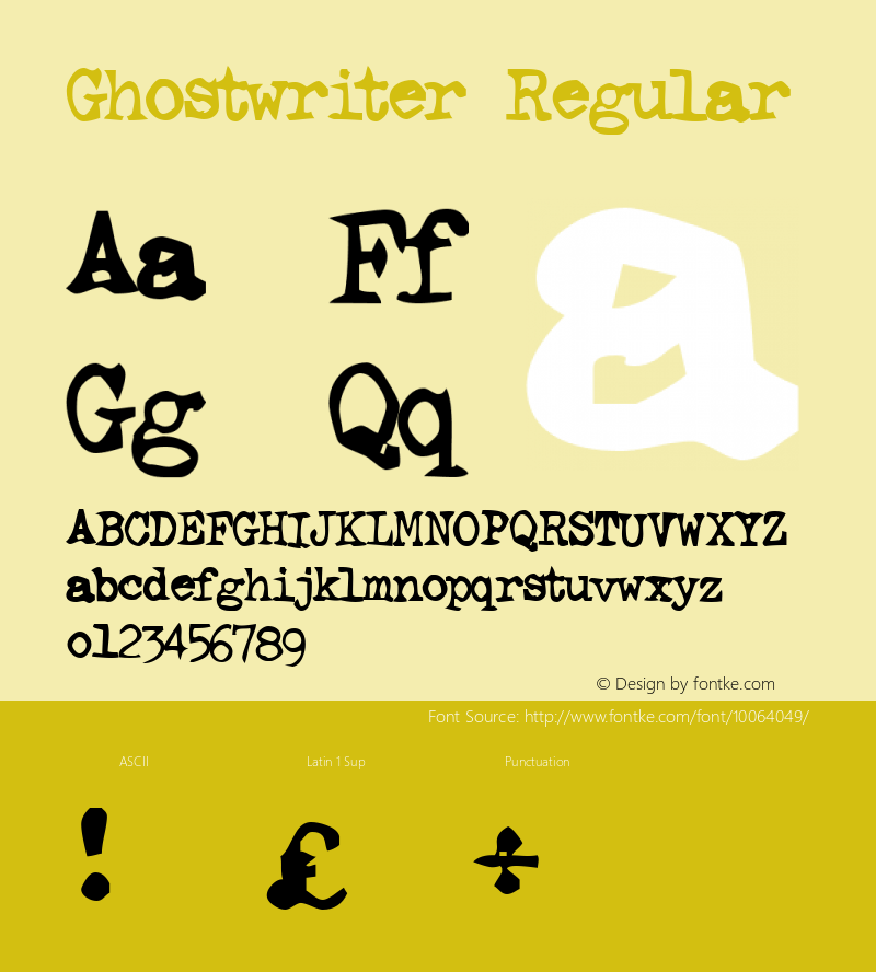 Ghostwriter Regular http://hjem.get2net.dk/jfischer/ Font Sample