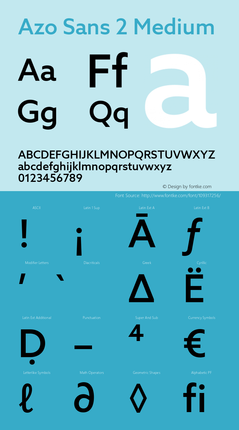 Azo Sans 2 Medium Version 2.001 Font Sample