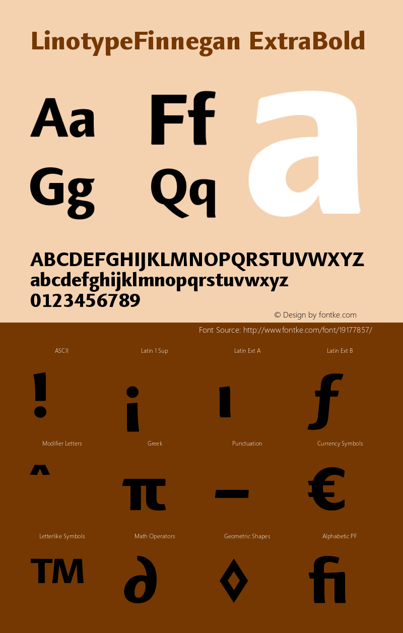 LinotypeFinnegan-ExtraBold Version 005.000 Font Sample