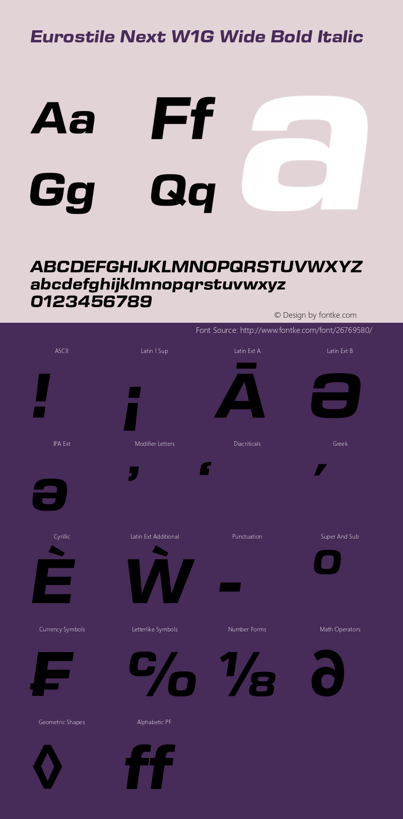 Eurostile Next W1G Wide Bold It Version 1.00 Font Sample