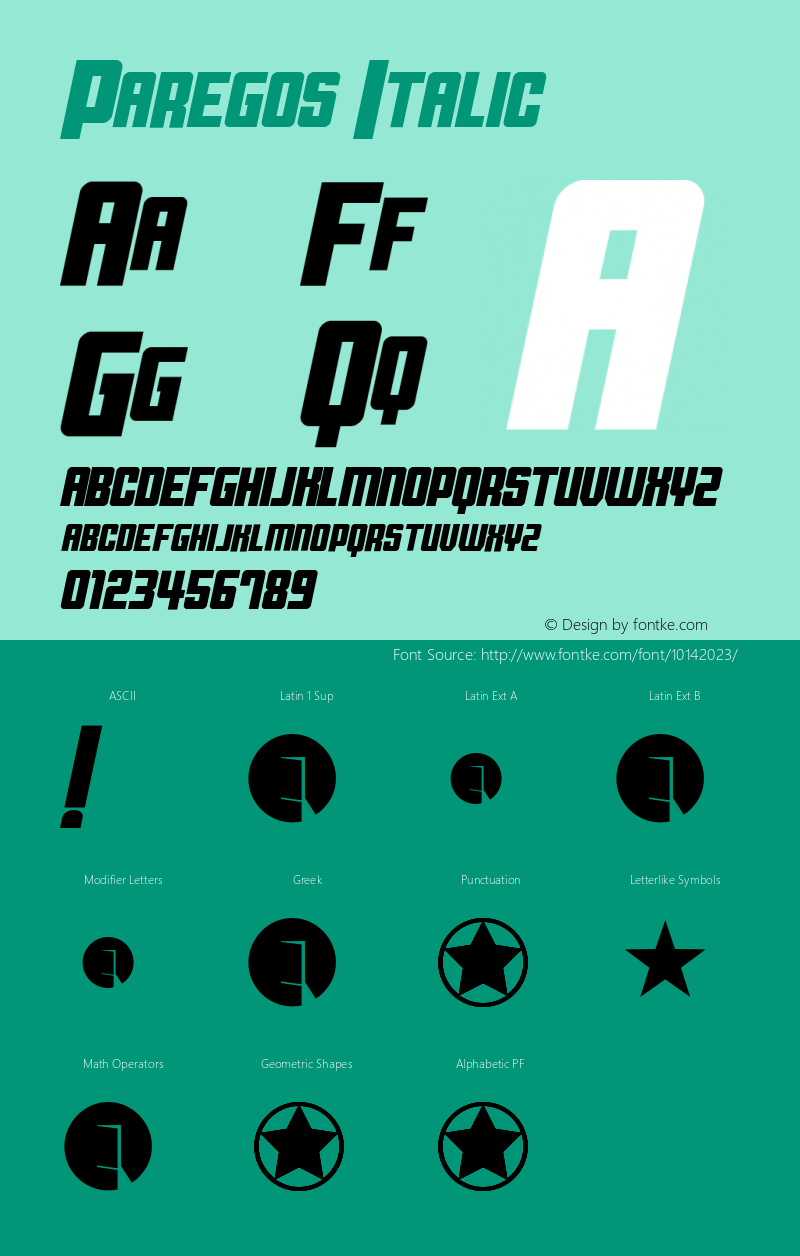 Paregos Italic 001.000 Font Sample