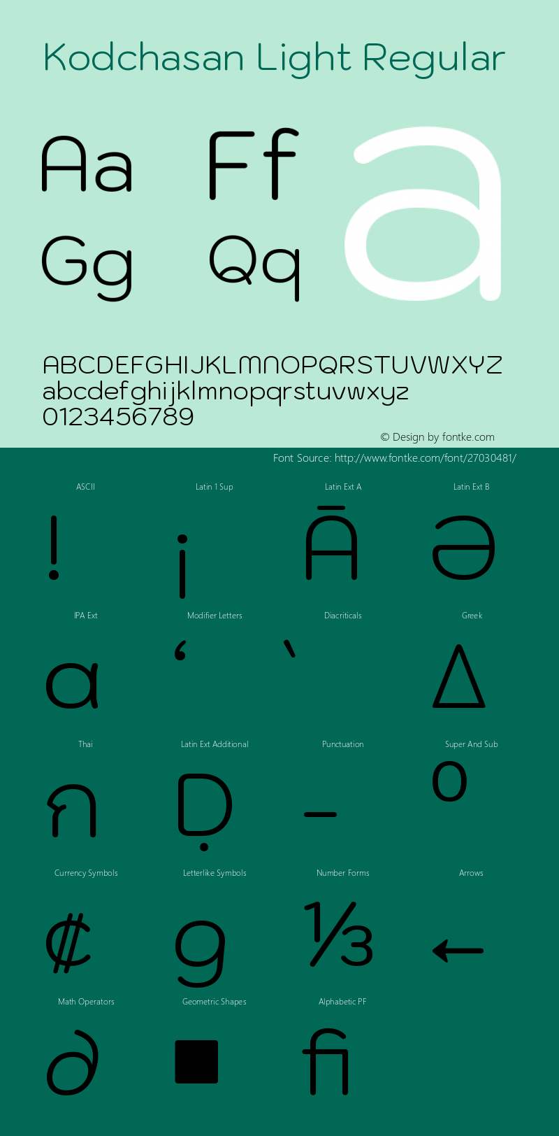 Kodchasan Light Version 1.000; ttfautohint (v1.6) Font Sample