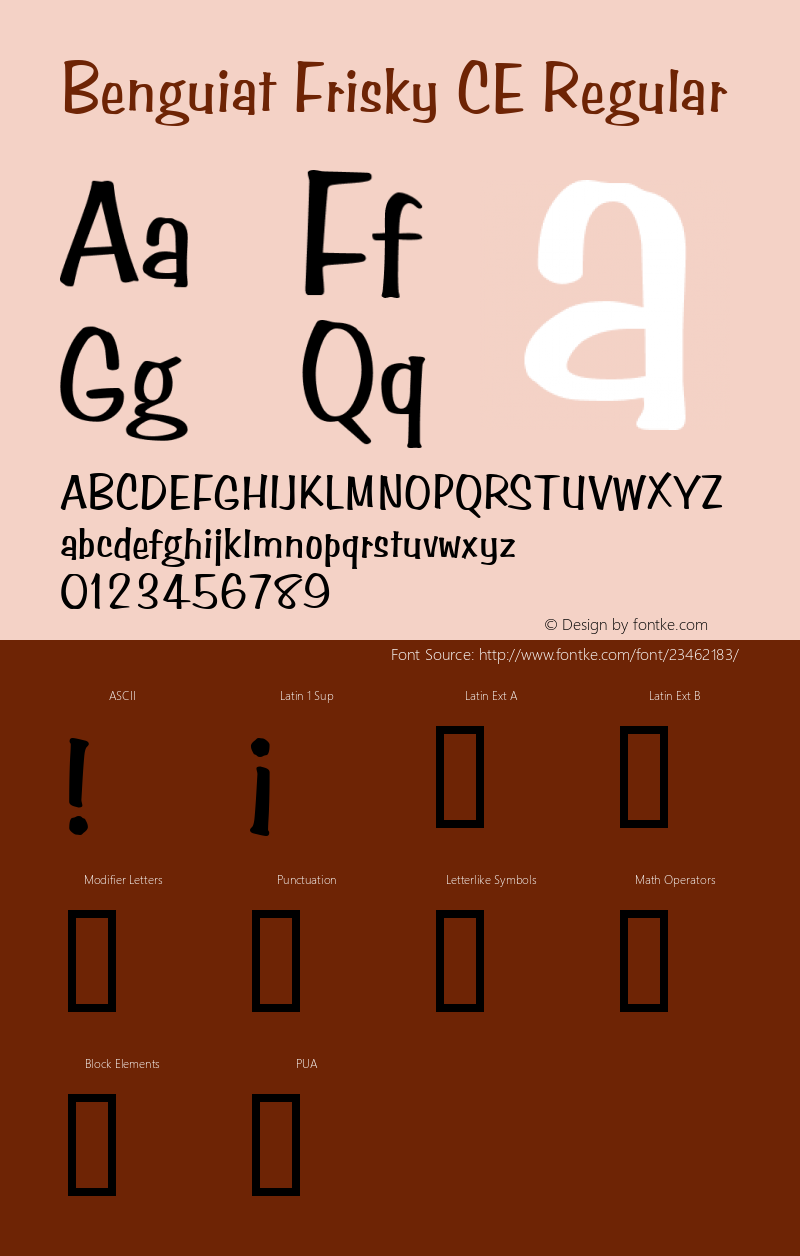 Benguiat Frisky CE Latin 1, 2 & 5: Version 1.1 Font Sample