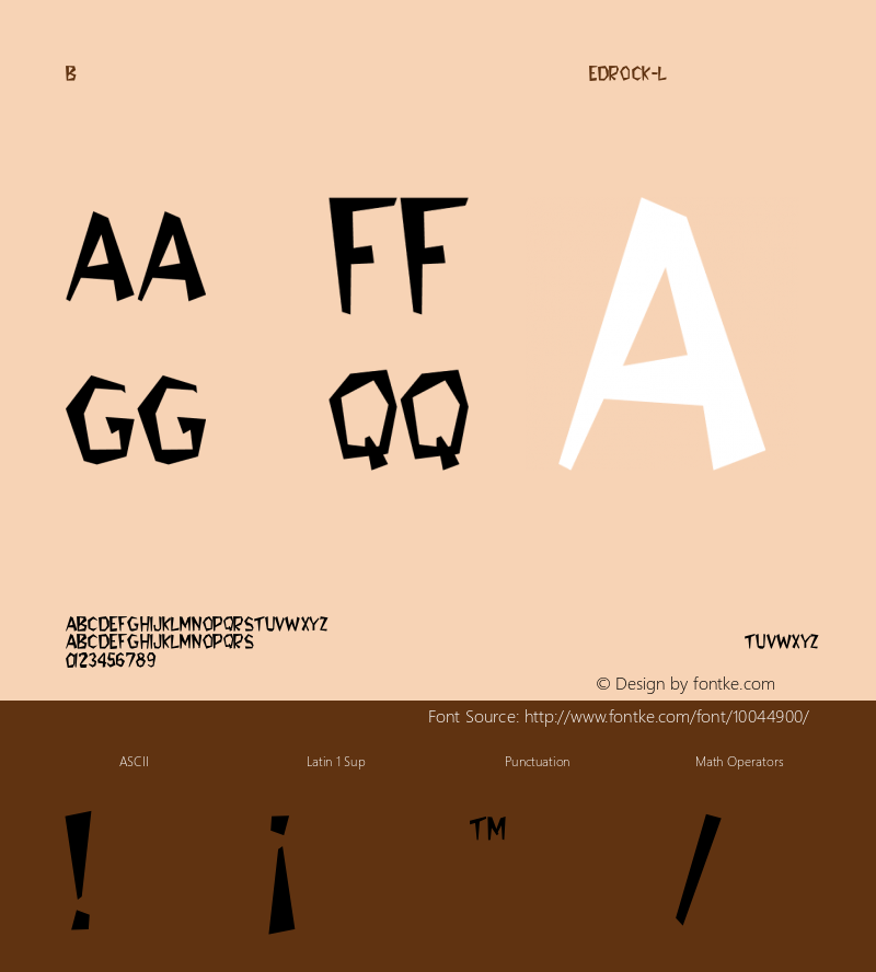 Bedrock-Light Regular Converted from C:\WINDOWS\FONTS\BEDROCK.TF1 by ALLTYPE Font Sample