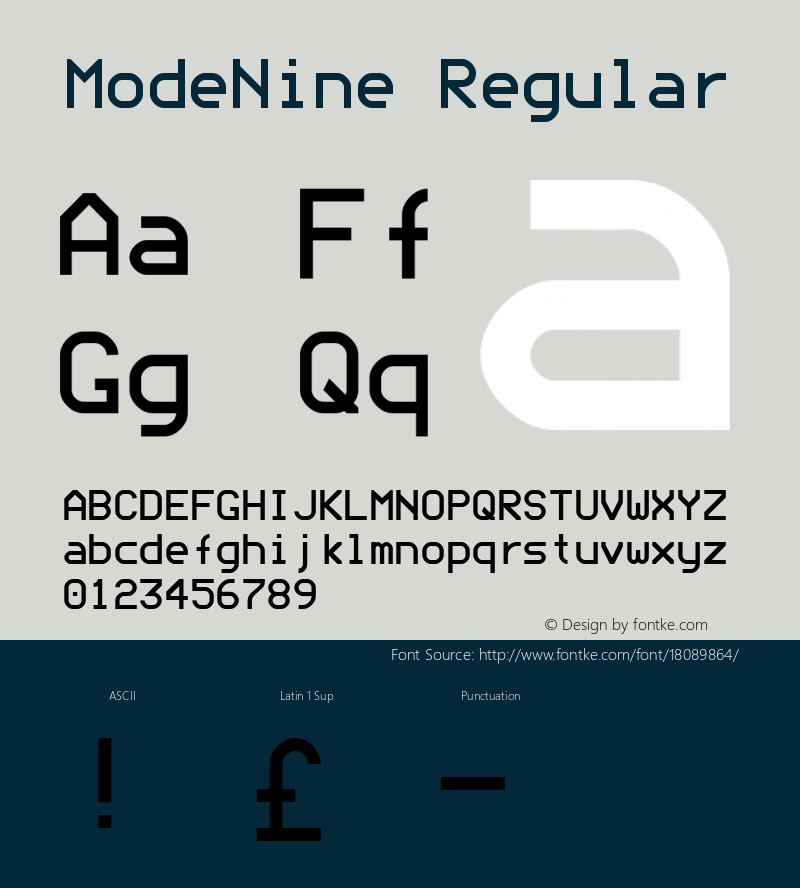 ModeNine Regular Macromedia Fontographer 4.1.2 15/8/98 Font Sample