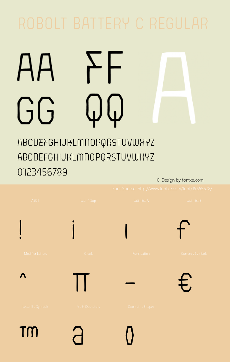 Robolt Battery C Regular Version 1.000 Font Sample