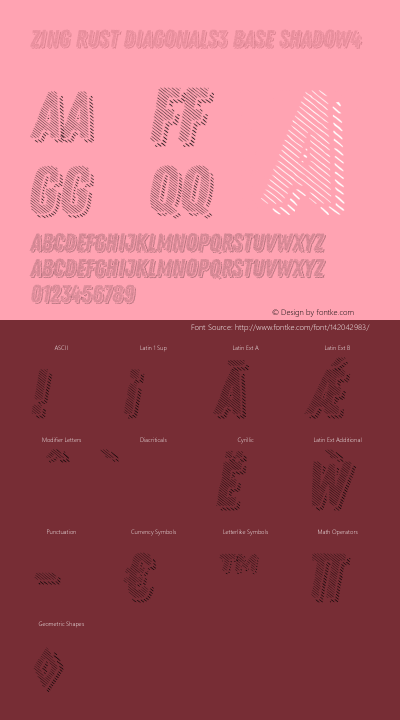 Zing Rust Diagonals3 Base Shadow4 Version 1.000 Font Sample