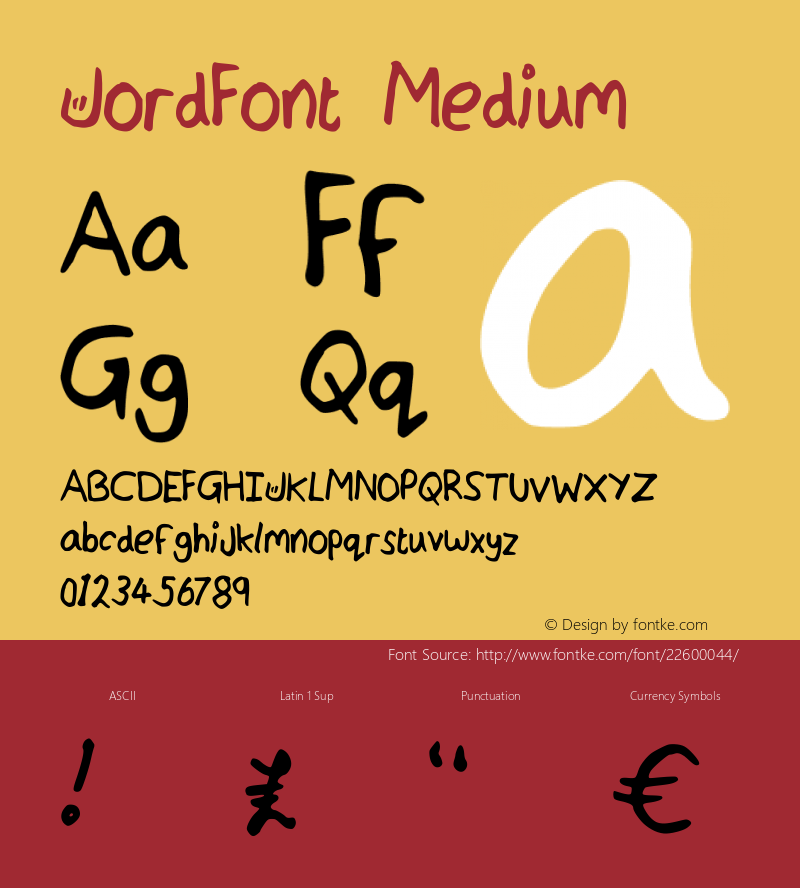 JordFont Version 001.000 Font Sample