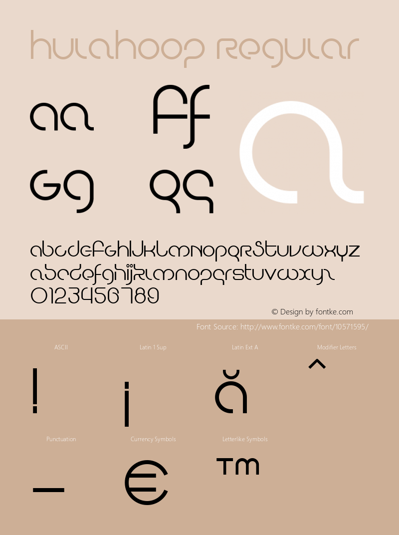 HulaHoop Regular Version 1.00 August 8, 2014, initial release Font Sample