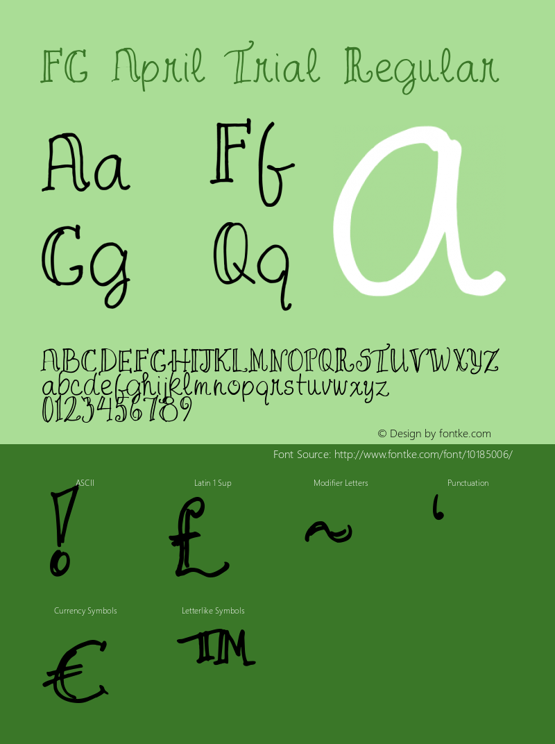 FG April Trial Regular Version 1.000 2007 initial release Font Sample