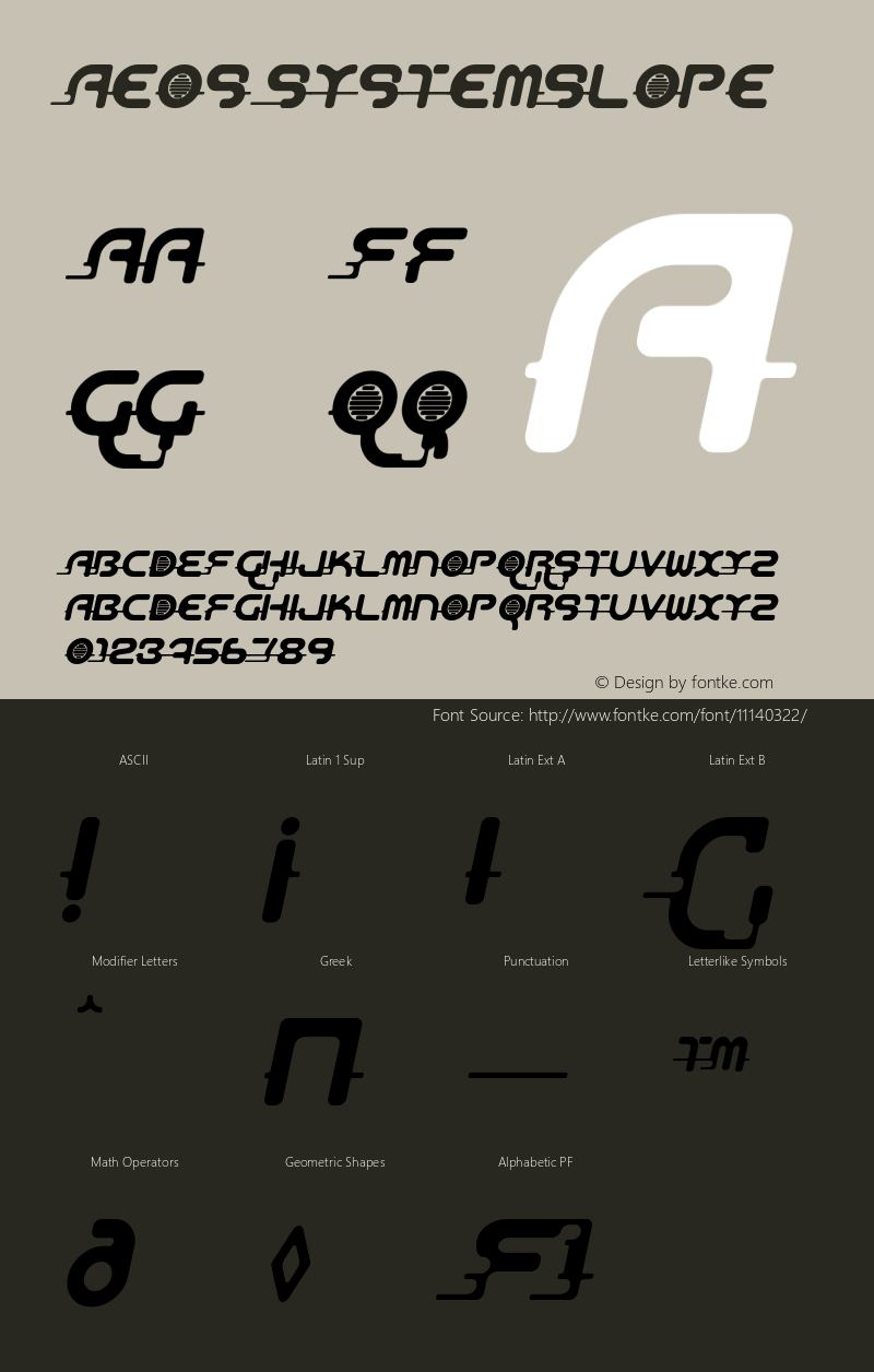 Aeos SystemSlope Version 001.000 Font Sample