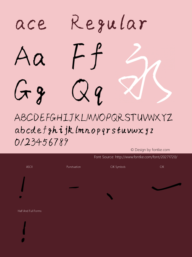 ace Version 1.00 Font Sample