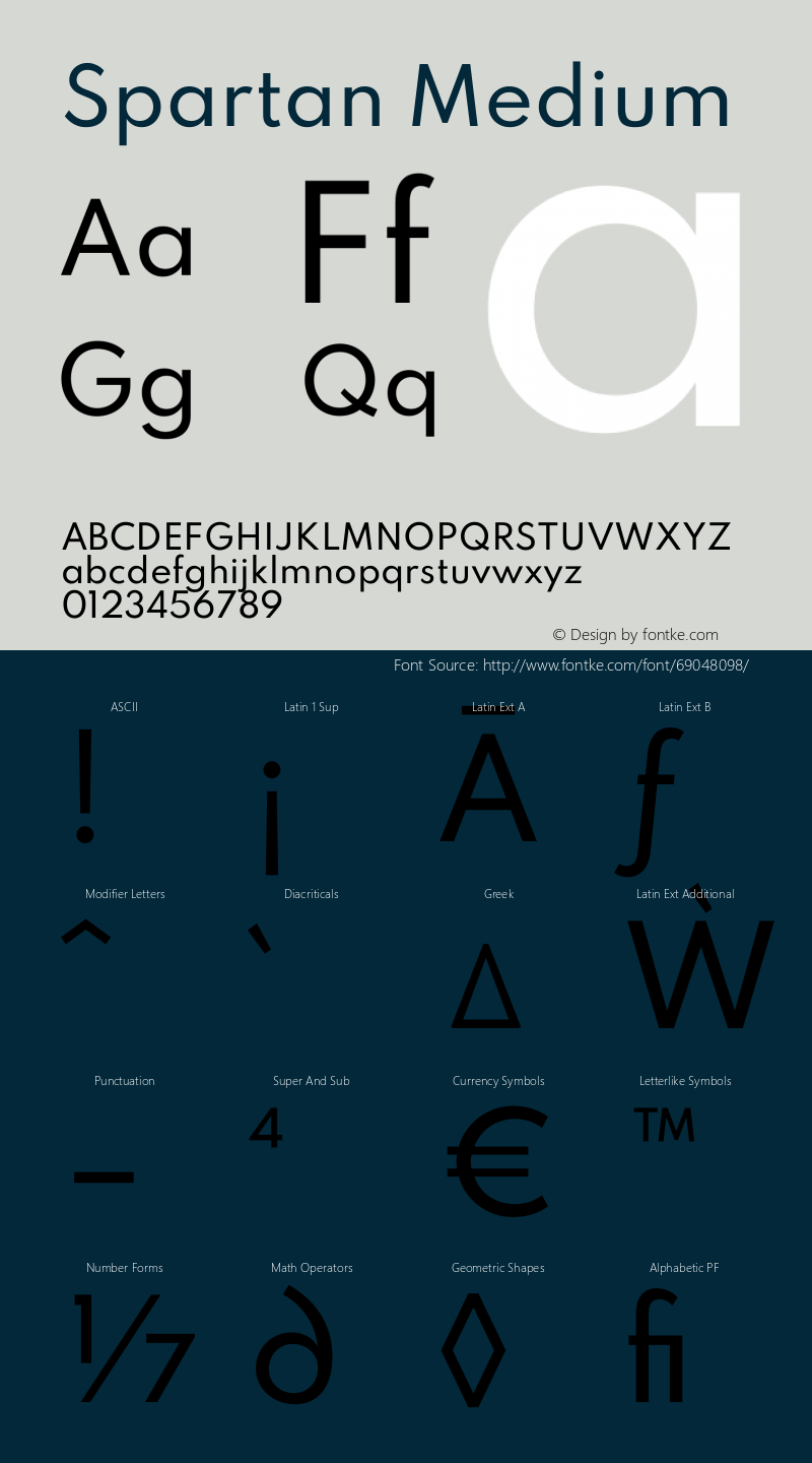 Spartan Medium Version 1.003 Font Sample