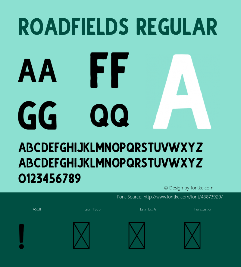 Roadfields Version 1.000 Font Sample