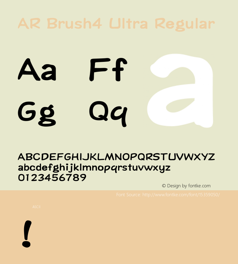 AR Brush4 Ultra Regular Version 2.10 Font Sample