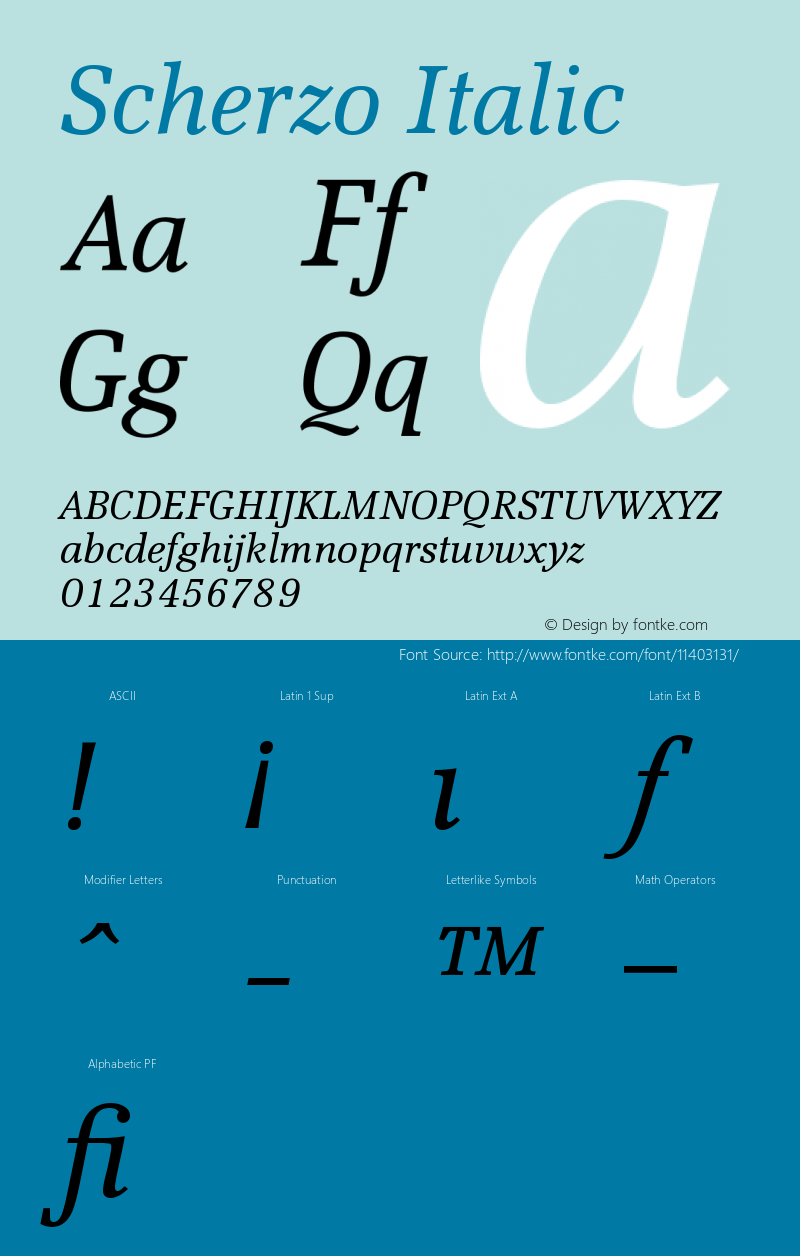 Scherzo Italic Version 001.000 Font Sample