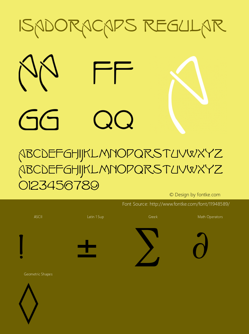 IsadoraCaps Regular Altsys Metamorphosis:5/3/93 Font Sample