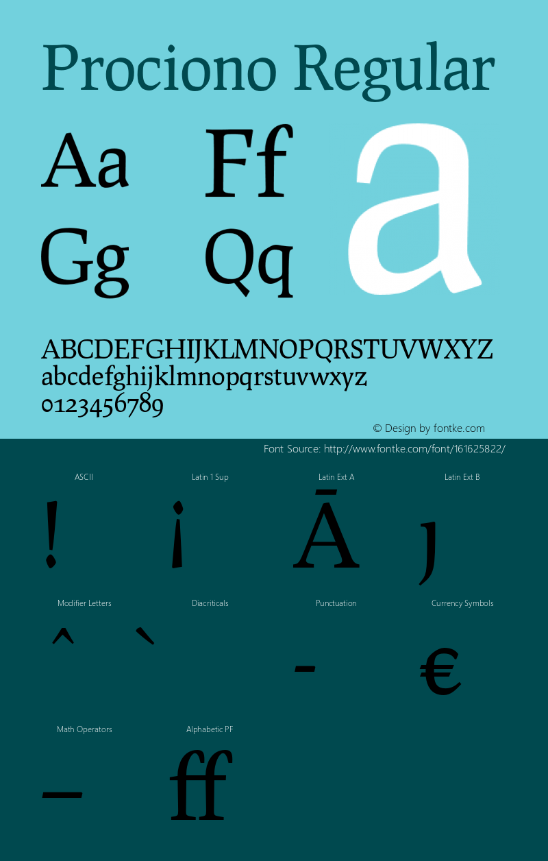 Prociono Version 2.3 Font Sample